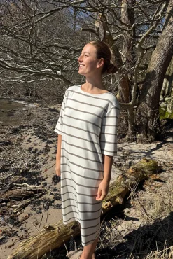 Outlet Sweat Dress AOP Stripe 25, W. - Damen Kleid Damen Kleider Und Röcke