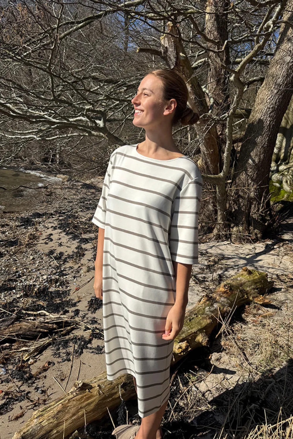Outlet Sweat Dress AOP Stripe 25, W. - Damen Kleid Damen Kleider Und Röcke